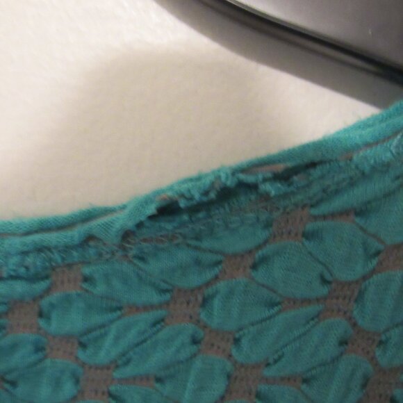 Joseph Ribkoff Textured Knit Tunic Top Women's 14 Teal Langenlook Assymetric Hem - Picture 4 of 7